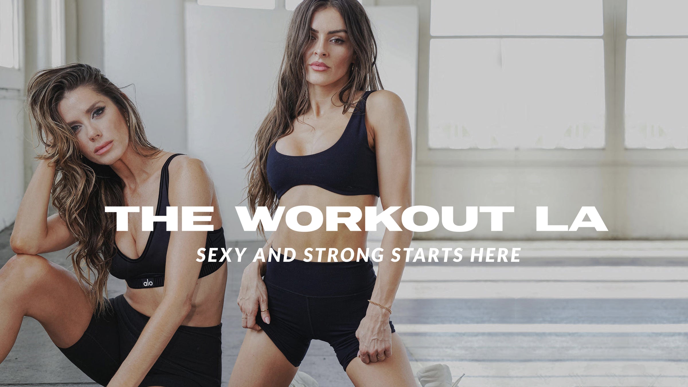 header photo with two trainers with the workout la sexy starts here writing on image